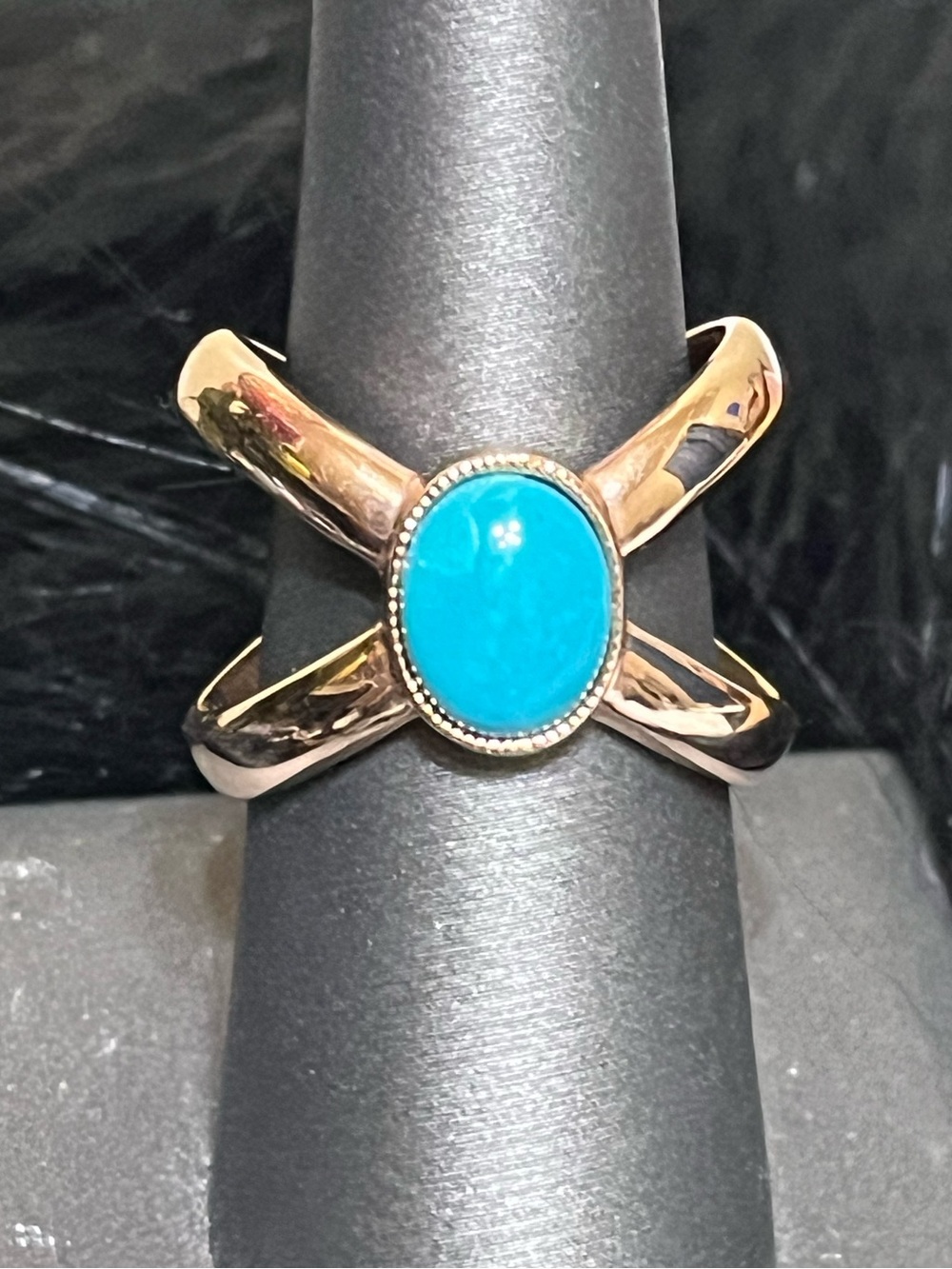 Bronze Milor Italy Cross Turquoise Ring